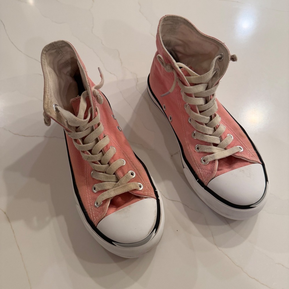 Pink Canvas High Top Sneakers Lace Up Casual Shoes Unbranded